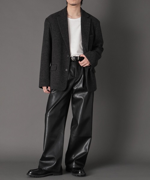 LURAKU（ルラク）の「【LURAKU】Wool Over Tailored Jacket / ウールライクテーラードジャケット（テーラードジャケット・メンズ・グレー/ブラウン・MEDIUM/LARGE）」の12枚目の写真