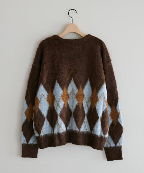DISCOAT（ディスコート）の「【ユニセックス】アーガイル柄ニットカーディガン（カーディガン/ボレロ・レディース・ブラウン/チャコールグレー・FREE）」の13枚目の写真