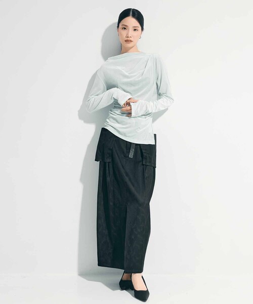 STUDIOUS(ステュディオス)の「【STUDIOUS/ステュディオス】Velours Long Tee/ベロアロングティー/カットソー/トップス/シアーベロア(Tシャツ/カットソー・レディース・ブラック/ネイビー/ミント/グレー系その他・FREE)」の17枚目の写真