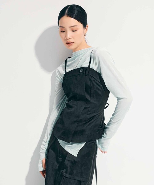STUDIOUS(ステュディオス)の「【STUDIOUS/ステュディオス】Velours Long Tee/ベロアロングティー/カットソー/トップス/シアーベロア(Tシャツ/カットソー・レディース・ブラック/ネイビー/ミント/グレー系その他・FREE)」の11枚目の写真