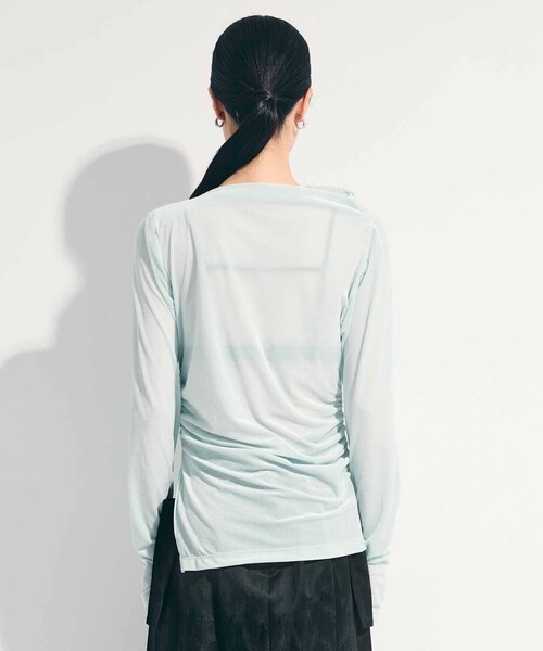 STUDIOUS(ステュディオス)の「【STUDIOUS/ステュディオス】Velours Long Tee/ベロアロングティー/カットソー/トップス/シアーベロア(Tシャツ/カットソー・レディース・ブラック/ネイビー/ミント/グレー系その他・FREE)」の7枚目の写真