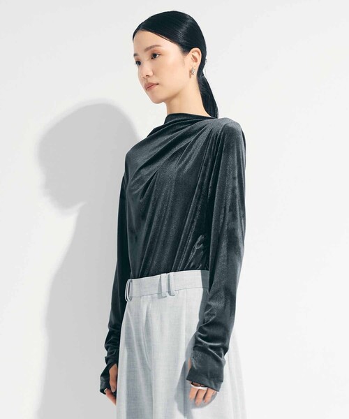 STUDIOUS(ステュディオス)の「【STUDIOUS/ステュディオス】Velours Long Tee/ベロアロングティー/カットソー/トップス/シアーベロア(Tシャツ/カットソー・レディース・ブラック/ネイビー/ミント/グレー系その他・FREE)」の21枚目の写真