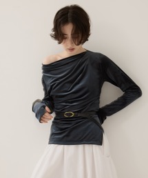 STUDIOUS（ステュディオス）の「【STUDIOUS/ステュディオス】Velours Long Tee/ベロアロングティー/カットソー/トップス（Tシャツ/カットソー・レディース）」