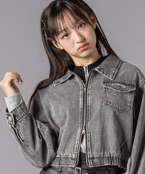 ZIDDY(ジディ)の「デニムジャケット(130~160cm)(デニムジャケット・キッズ・グレー・150cm/130cm/140cm/FREE)」の1枚目の写真