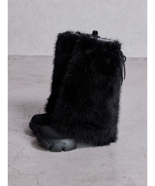GYDA(ジェイダ)の「2WAY ECO FUR LEG WARMERニットブーツ(ブーツ・レディース・ブラック/アイボリー・LARGE/MEDIUM/SMALL)」の1枚目の写真