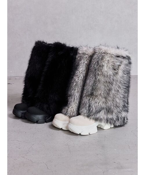 GYDA(ジェイダ)の「2WAY ECO FUR LEG WARMERニットブーツ(ブーツ・レディース・ブラック/アイボリー・LARGE/MEDIUM/SMALL)」の3枚目の写真