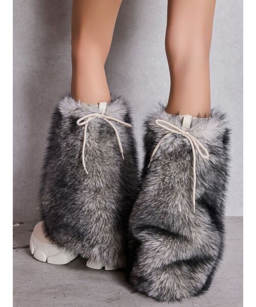 GYDA(ジェイダ)の「2WAY ECO FUR LEG WARMERニットブーツ(ブーツ・レディース・ブラック/アイボリー・LARGE/MEDIUM/SMALL)」の7枚目の写真