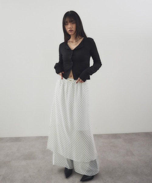 HANNE（アン）の「シアーリブカーディガン（カーディガン/ボレロ・レディース・ブラック/グレー/チャコールグレー/ベージュ/ネイビー/マスタード/ホワイト/ブラウン/ピンク・FREE）」の16枚目の写真