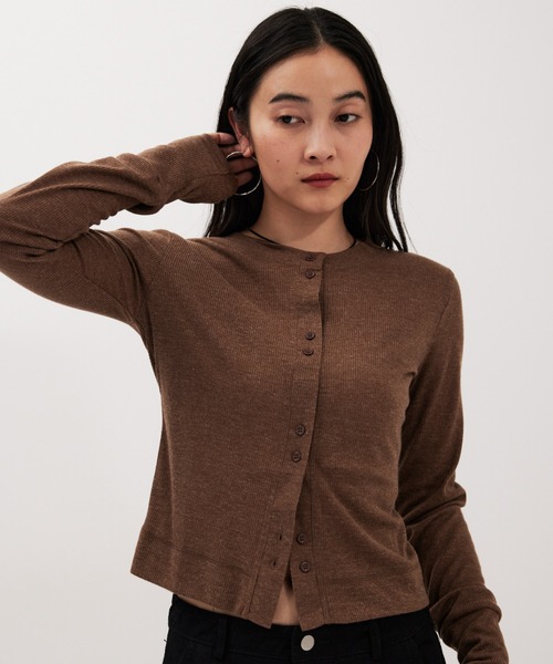 mim☆IENA シアーリブカーディガン　新品 シリーズあり》シアーリブメローカーディガン（カーディガン）｜SLOBE