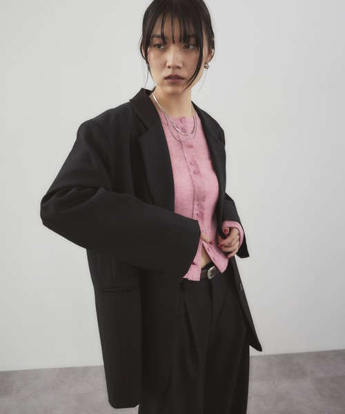 HANNE（アン）の「シアーリブカーディガン（カーディガン/ボレロ・レディース・ブラック/グレー/チャコールグレー/ベージュ/ネイビー/マスタード/ホワイト/ブラウン/ピンク・FREE）」の22枚目の写真