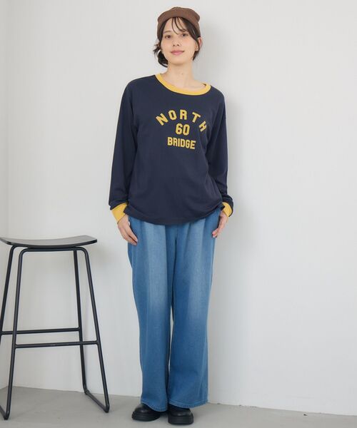 RETRO GIRL(レトロガール)の「リンガーロンTEE(Tシャツ/カットソー・レディース・ベージュ/ブルー/オフホワイト・FREE)」の8枚目の写真
