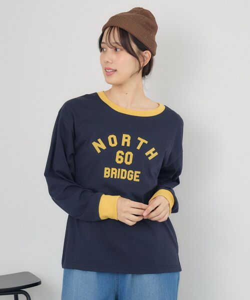 RETRO GIRL(レトロガール)の「リンガーロンTEE(Tシャツ/カットソー・レディース・ベージュ/ブルー/オフホワイト・FREE)」の12枚目の写真