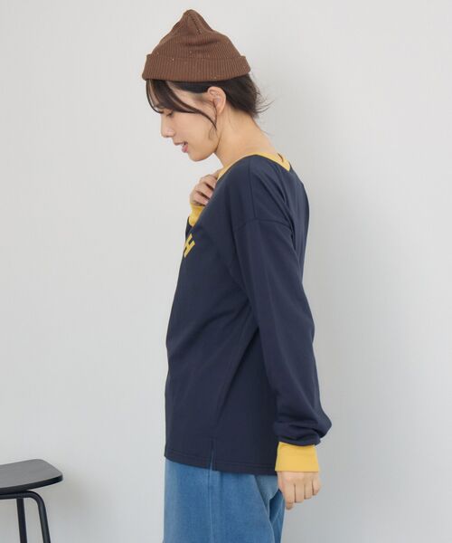 RETRO GIRL(レトロガール)の「リンガーロンTEE(Tシャツ/カットソー・レディース・ベージュ/ブルー/オフホワイト・FREE)」の15枚目の写真