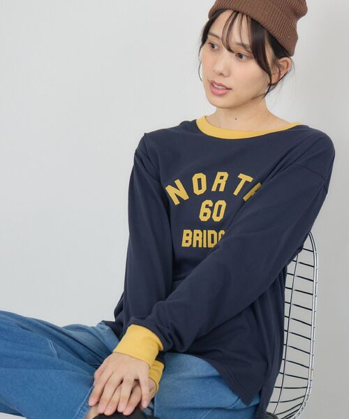 RETRO GIRL(レトロガール)の「リンガーロンTEE(Tシャツ/カットソー・レディース・ベージュ/ブルー/オフホワイト・FREE)」の16枚目の写真