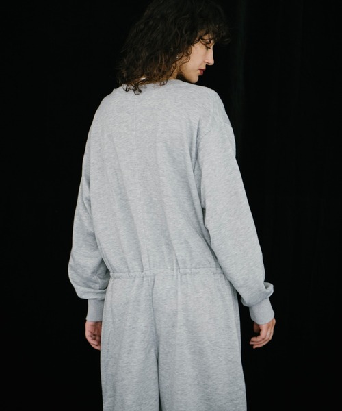 Vネックスウェットジャンプスーツ（つなぎ/オールインワン）｜HANNE