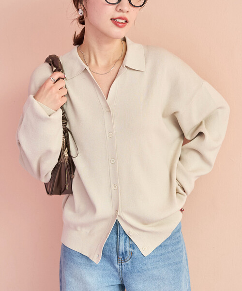 FREAK'S STORE(フリークスストア)の「限定展開 スキッパー ポロ ニット カーディガン(カーディガン/ボレロ・レディース・ブラック/レッド/ナチュラル/イエロー/ネイビー/ベージュ/レモンイエロー/ブルーグリーン/ライトグレー・フリ-)」の4枚目の写真