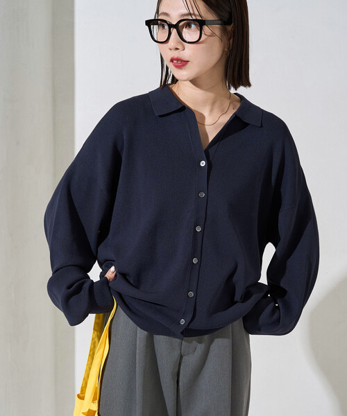 FREAK'S STORE(フリークスストア)の「限定展開 スキッパー ポロ ニット カーディガン(カーディガン/ボレロ・レディース・ブラック/レッド/ナチュラル/イエロー/ネイビー/ベージュ/レモンイエロー/ブルーグリーン/ライトグレー・フリ-)」の5枚目の写真