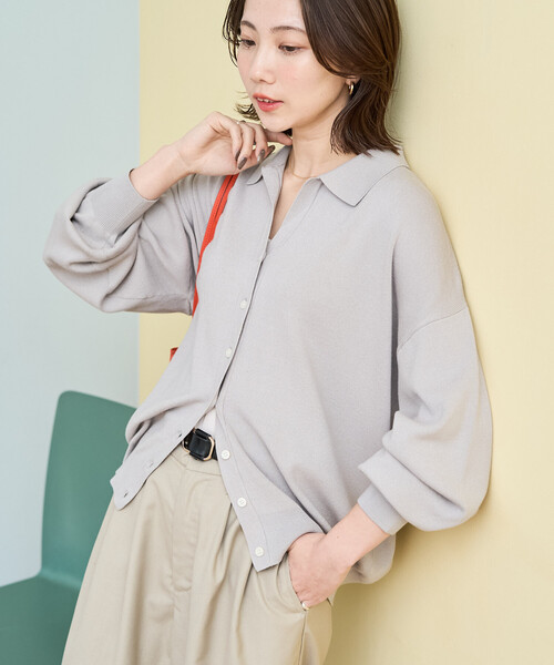 FREAK'S STORE(フリークスストア)の「限定展開 スキッパー ポロ ニット カーディガン(カーディガン/ボレロ・レディース・ブラック/レッド/ナチュラル/イエロー/ネイビー/ベージュ/レモンイエロー/ブルーグリーン/ライトグレー・フリ-)」の3枚目の写真