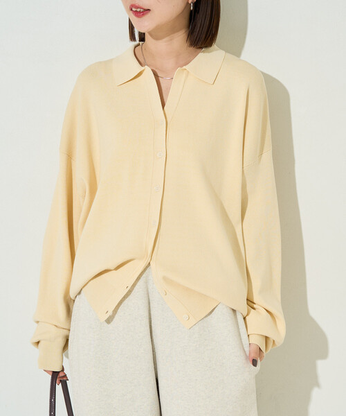 FREAK'S STORE(フリークスストア)の「限定展開 スキッパー ポロ ニット カーディガン(カーディガン/ボレロ・レディース・ブラック/レッド/ナチュラル/イエロー/ネイビー/ベージュ/レモンイエロー/ブルーグリーン/ライトグレー・フリ-)」の17枚目の写真