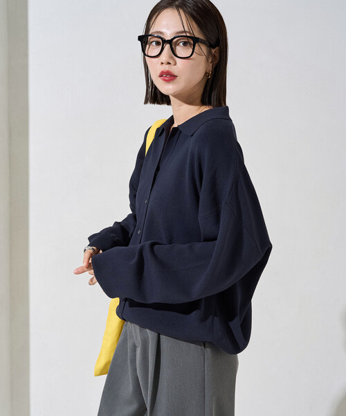 セール】限定展開 スキッパー ポロ ニット カーディガン（カーディガン