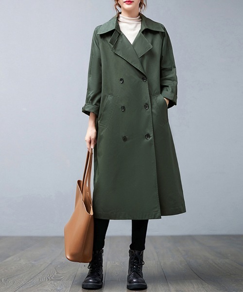 ラペルラトレンチコート　新品未使用 セール】ノッチドラペル×ダブルヨークロングトレンチコート（トレンチ