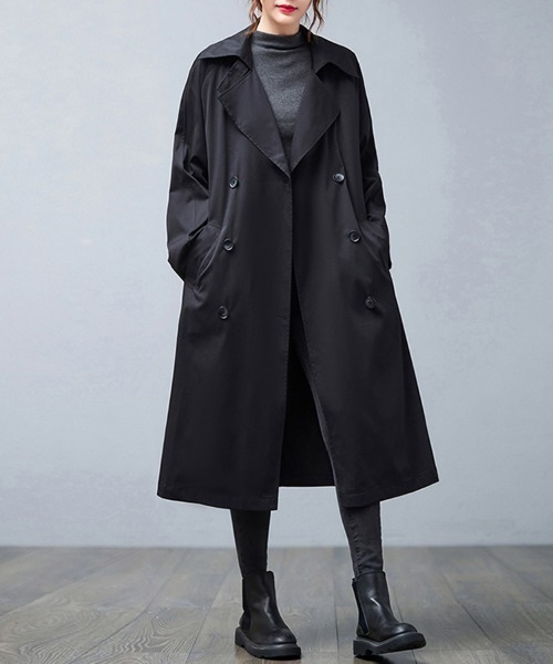 ラペルラトレンチコート　新品未使用 セール】ノッチドラペル×ダブルヨークロングトレンチコート（トレンチ