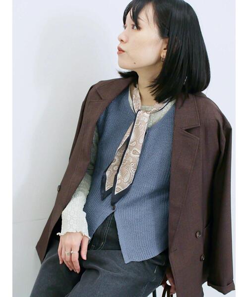 Samansa Mos2 blue（サマンサモスモスブルー）の「バンダナ付きニットベスト（ニット/セーター・レディース・ブルー/キナリ/ブラウン・F）」の20枚目の写真
