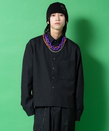 ankoROCK（アンコロック）の「a.p.o.v. -ankoROCK's select- オーバーサイズクロップド丈ストライプジャージーシャツ（シャツ/ブラウス）」