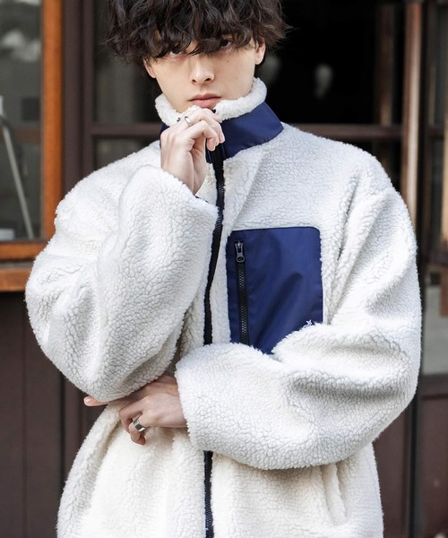 KANGOL カンゴール 別注コラボロゴ刺繍シープボアフリースジャケット