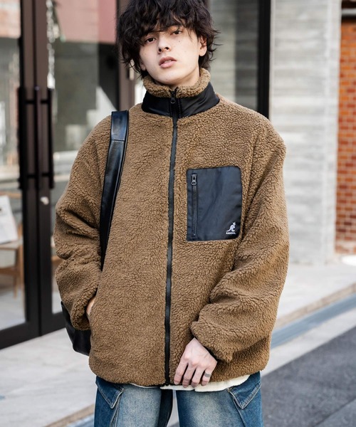 KANGOL（カンゴール）の「KANGOL カンゴール 別注コラボロゴ刺繍シープボアフリースジャケット/ブルゾン（ブルゾン・メンズ・ブラック/オフホワイト/ベージュ/ネイビー/チャコール/ブラウン・M/L/XL）」の7枚目の写真
