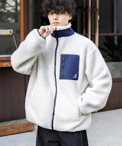 KANGOL（カンゴール）の「KANGOL カンゴール 別注コラボロゴ刺繍シープボアフリースジャケット/ブルゾン（ブルゾン・メンズ・ブラック/オフホワイト/ベージュ/ネイビー/チャコール/ブラウン・M/L/XL）」の13枚目の写真