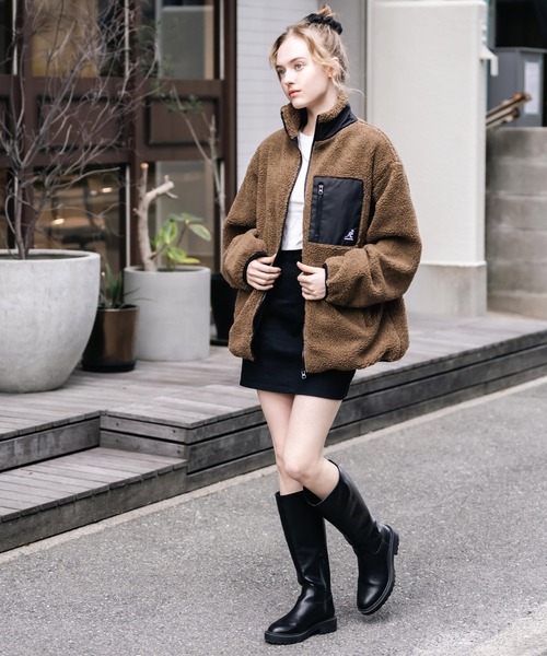 KANGOL（カンゴール）の「KANGOL カンゴール 別注コラボロゴ刺繍シープボアフリースジャケット/ブルゾン（ブルゾン・メンズ・ブラック/オフホワイト/ベージュ/ネイビー/チャコール/ブラウン・M/L/XL）」の16枚目の写真