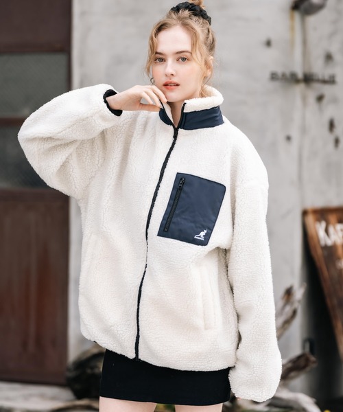 KANGOL（カンゴール）の「KANGOL カンゴール 別注コラボロゴ刺繍シープボアフリースジャケット/ブルゾン（ブルゾン・メンズ・ブラック/オフホワイト/ベージュ/ネイビー/チャコール/ブラウン・M/L/XL）」の19枚目の写真