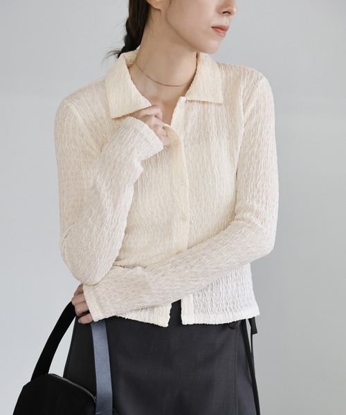 セール】シャーリングポロカーディガン（カーディガン/ボレロ