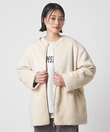 フェイクムートン ボア ノーカラーコート <A DAY IN THE LIFE>