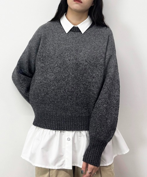 NICOLE CLUB(ニコル クラブ)の「グラデーションラメニット(ニット/セーター・レディース・ベージュ/チャコール/グレー・FREE)」の2枚目の写真