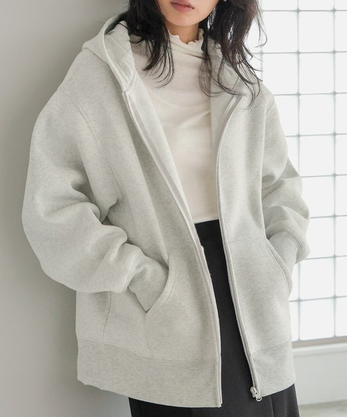 itto...(イット)の「HEAVY WEIGHT SWEAT 裏起毛BIGジップアップパーカー(パーカー・レディース・ブラック/杢グレー/オートミール・M)」の4枚目の写真
