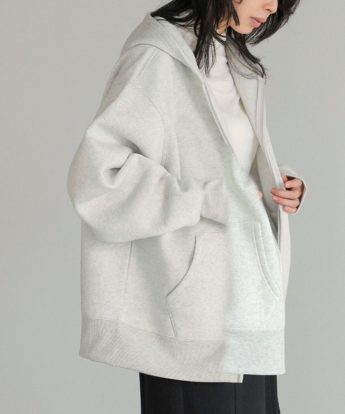 itto...(イット)の「HEAVY WEIGHT SWEAT 裏起毛BIGジップアップパーカー(パーカー・レディース・ブラック/杢グレー/オートミール・M)」の5枚目の写真