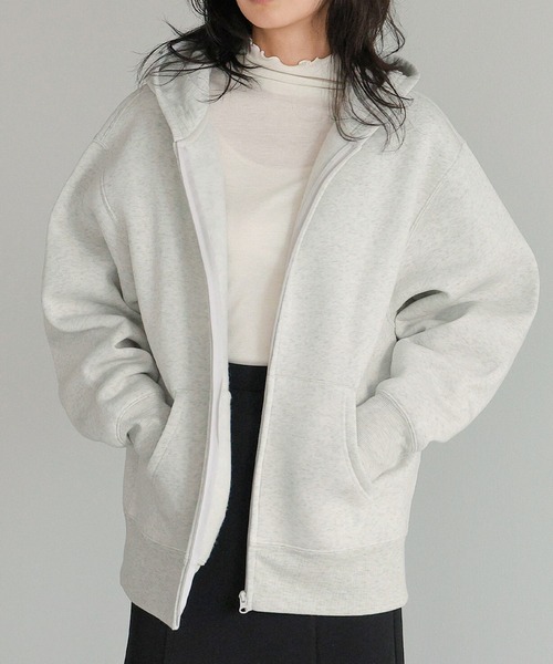 itto...(イット)の「HEAVY WEIGHT SWEAT 裏起毛BIGジップアップパーカー(パーカー・レディース・ブラック/杢グレー/オートミール・M)」の7枚目の写真
