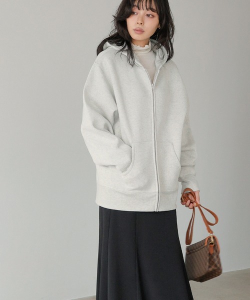 itto...(イット)の「HEAVY WEIGHT SWEAT 裏起毛BIGジップアップパーカー(パーカー・レディース・ブラック/杢グレー/オートミール・M)」の8枚目の写真