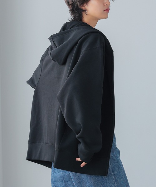 itto...(イット)の「HEAVY WEIGHT SWEAT 裏起毛BIGジップアップパーカー(パーカー・レディース・ブラック/杢グレー/オートミール・M)」の13枚目の写真