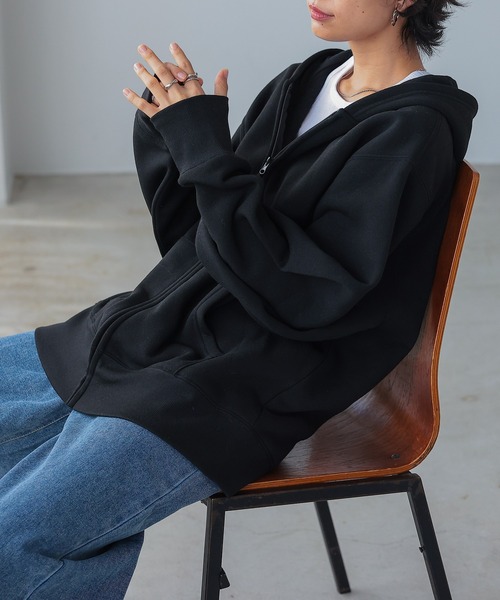 itto...(イット)の「HEAVY WEIGHT SWEAT 裏起毛BIGジップアップパーカー(パーカー・レディース・ブラック/杢グレー/オートミール・M)」の17枚目の写真