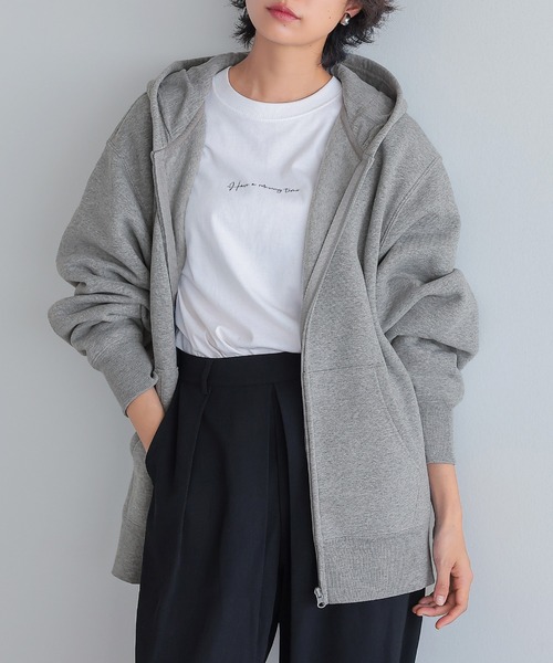 itto...(イット)の「HEAVY WEIGHT SWEAT 裏起毛BIGジップアップパーカー(パーカー・レディース・ブラック/杢グレー/オートミール・M)」の21枚目の写真