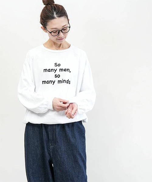 SOLAMONAT（ソラモナ）の「パフ天竺　裾ヒモ長袖プリント so many（Tシャツ/カットソー・レディース・ホワイト×ブラック/杢グレー/ホワイト×グレー/ブラック・FREE）」の13枚目の写真