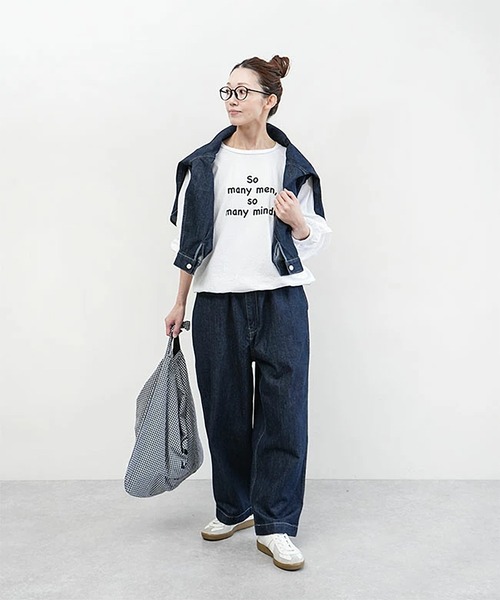 SOLAMONAT（ソラモナ）の「パフ天竺　裾ヒモ長袖プリント so many（Tシャツ/カットソー・レディース・ホワイト×ブラック/杢グレー/ホワイト×グレー/ブラック・FREE）」の14枚目の写真