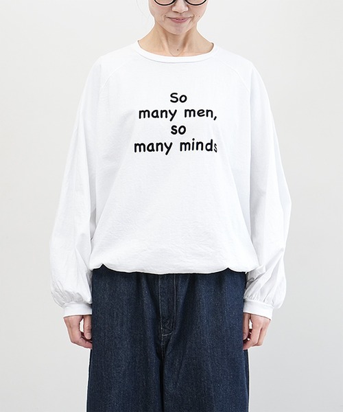 SOLAMONAT（ソラモナ）の「パフ天竺　裾ヒモ長袖プリント so many（Tシャツ/カットソー・レディース・ホワイト×ブラック/杢グレー/ホワイト×グレー/ブラック・FREE）」の16枚目の写真