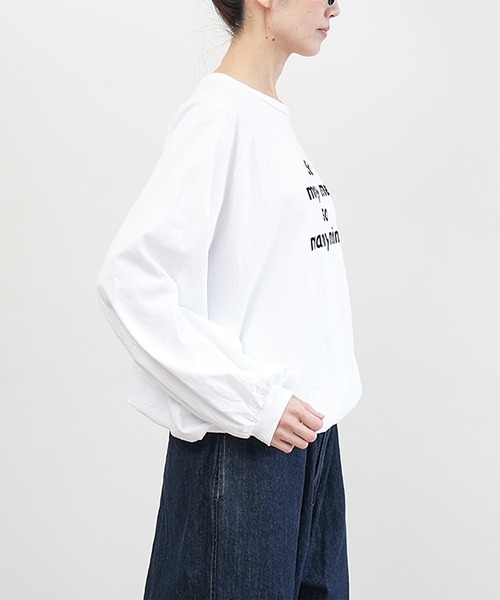 SOLAMONAT（ソラモナ）の「パフ天竺　裾ヒモ長袖プリント so many（Tシャツ/カットソー・レディース・ホワイト×ブラック/杢グレー/ホワイト×グレー/ブラック・FREE）」の17枚目の写真