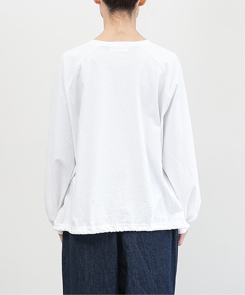 SOLAMONAT（ソラモナ）の「パフ天竺　裾ヒモ長袖プリント so many（Tシャツ/カットソー・レディース・ホワイト×ブラック/杢グレー/ホワイト×グレー/ブラック・FREE）」の10枚目の写真