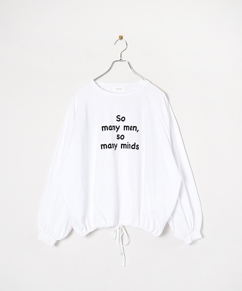 SOLAMONAT（ソラモナ）の「パフ天竺　裾ヒモ長袖プリント so many（Tシャツ/カットソー・レディース・ホワイト×ブラック/杢グレー/ホワイト×グレー/ブラック・FREE）」の15枚目の写真