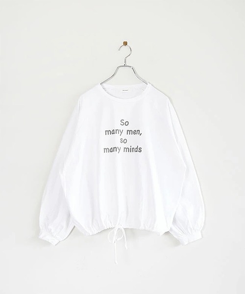 SOLAMONAT（ソラモナ）の「パフ天竺　裾ヒモ長袖プリント so many（Tシャツ/カットソー・レディース・ホワイト×ブラック/杢グレー/ホワイト×グレー/ブラック・FREE）」の21枚目の写真